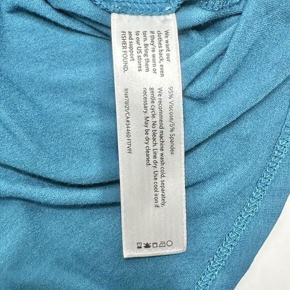 Eileen Fisher Blue Stretch Viscose T-shirt Dress Rounded Hem Size L Large - Picture 7 of 7